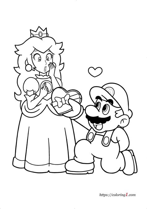 dibujos de la princesa peach|mario luigi y peach para colorear.